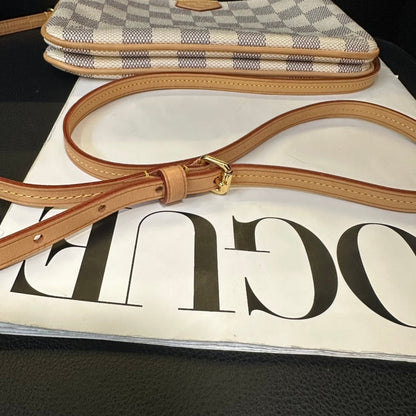 Louis Vuitton White Damier Azur Double Zip Crossbody Bag