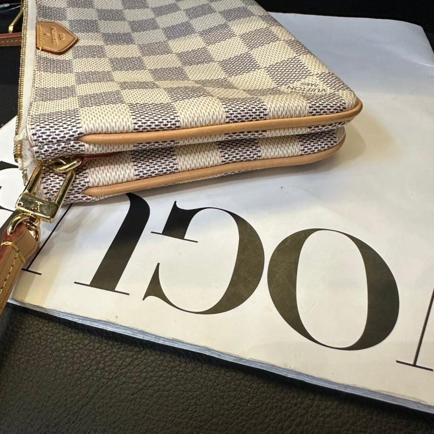 Louis Vuitton White Damier Azur Double Zip Crossbody Bag