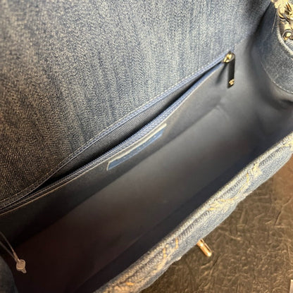 Chanel Denim Outside Stitch CF Crossbody Bag Blue