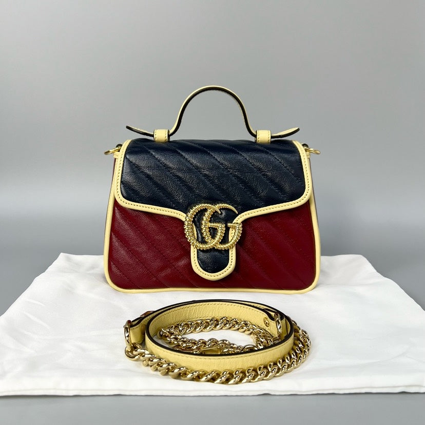 Gucci Marmont Black Red Leather Crossbody Bag