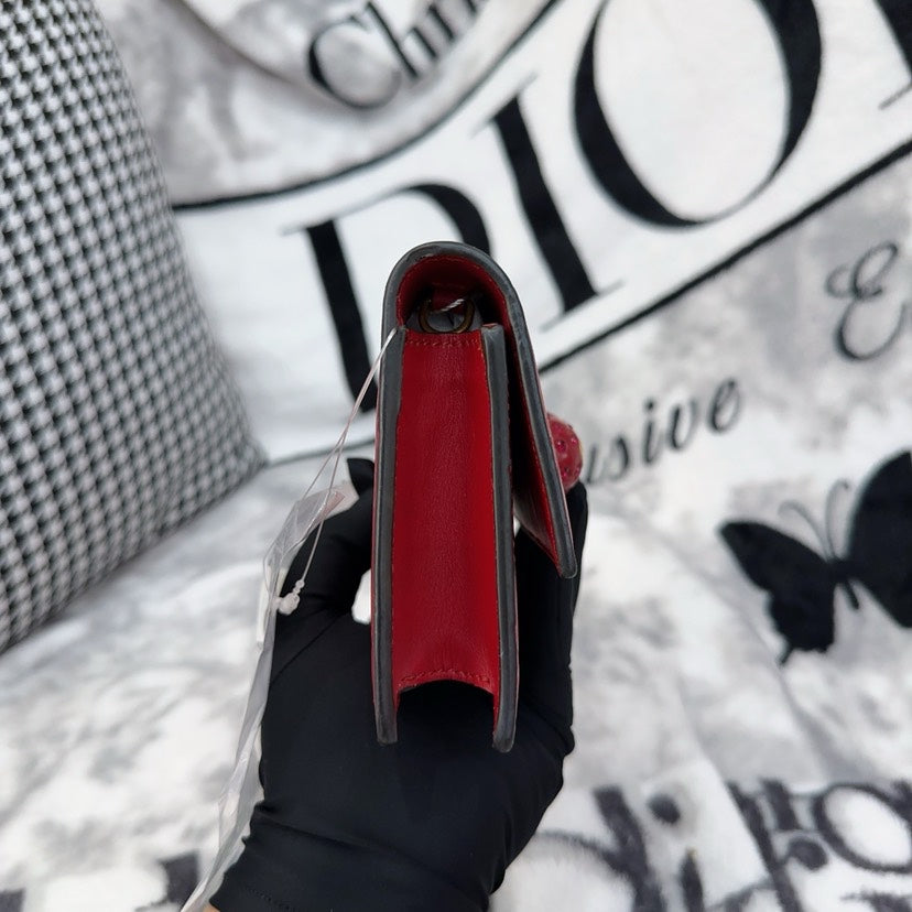 Gucci Cherry Red Leather Embossed Mini Crossbody Bag