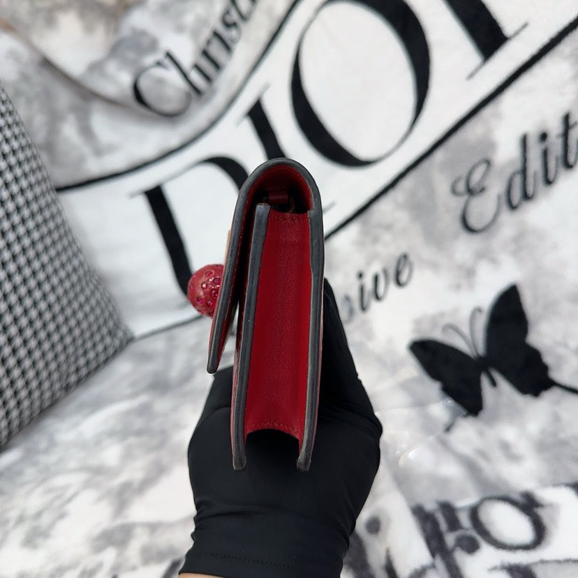 Gucci Cherry Red Leather Embossed Mini Crossbody Bag