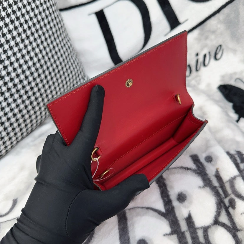 Gucci Cherry Red Leather Embossed Mini Crossbody Bag