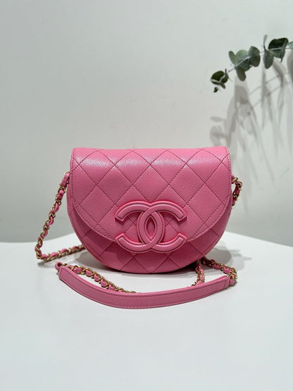 Chanel Small Pink Quilted Leather Crossbody Bag
