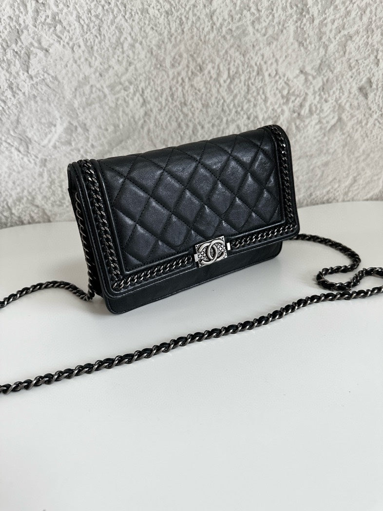 Chanel Black Quilted Leather Crossbody WOC Bag Small