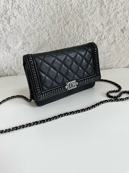 Chanel Black Quilted Leather Crossbody WOC Bag Small