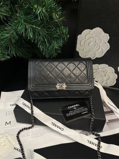 Chanel 2.55 Black Silver Leather Crossbody Bag