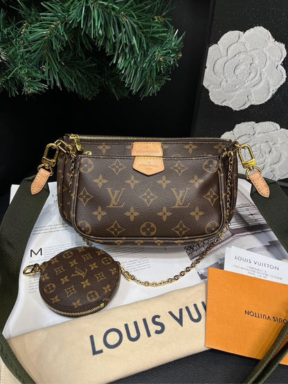 Louis Vuitton Monogram Green Shoulder Strap Crossbody Bag Set