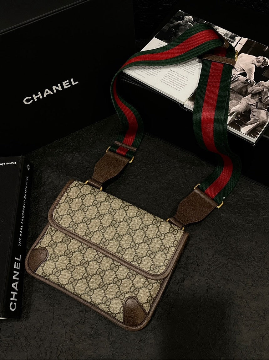 Gucci Monogram Tiger Beige Crossbody Bag