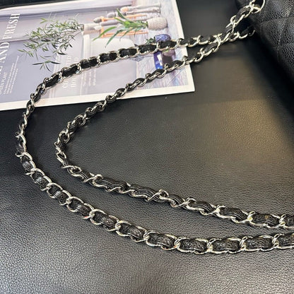 Chanel Black Silver Lychee CF Maxi One-Shoulder Crossbody Bag