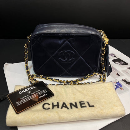 Chanel Black Silk Satin Small Camera Crossbody Bag