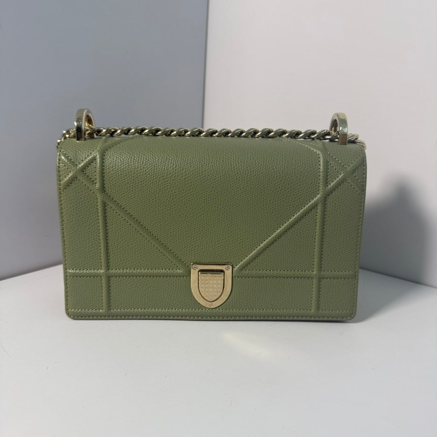 Dior Green Diorama Leather Chain Bag 21 5X13X8Cm