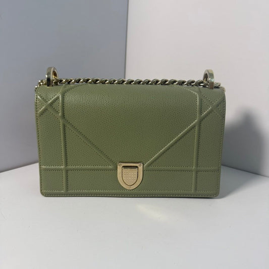Dior Green Diorama Leather Chain Bag 21 5X13X8Cm