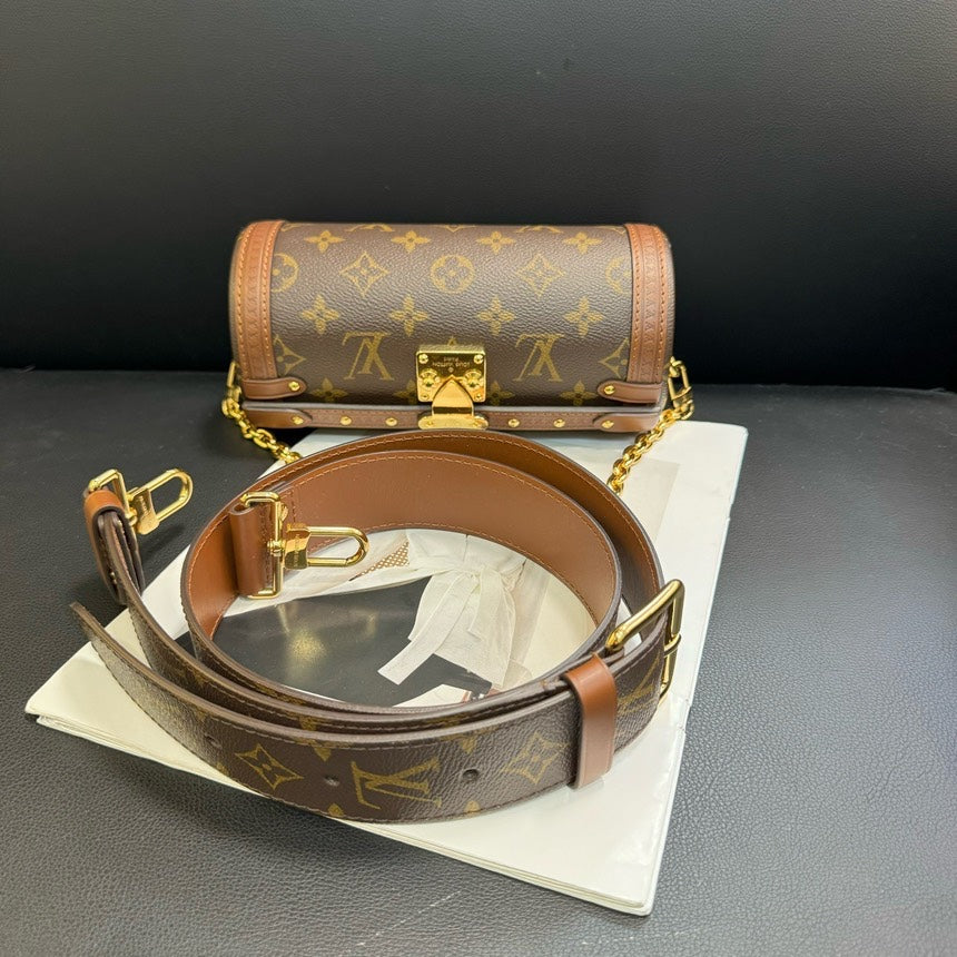 Louis Vuitton Monogram Flower Babyron Chain Crossbody Brown Medium