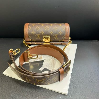 Louis Vuitton Monogram Flower Babyron Chain Crossbody Brown Medium