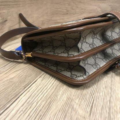 Gucci Beige Brown GG Supreme Canvas Small Crossbody Bag
