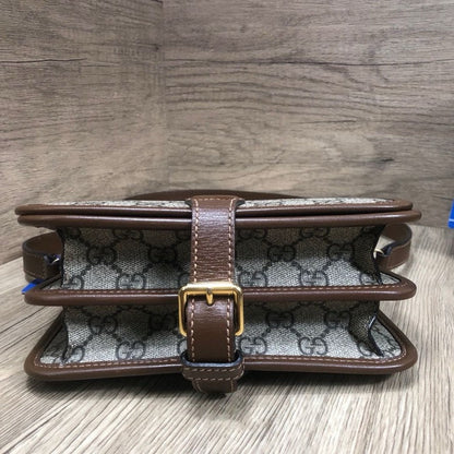 Gucci Beige Brown GG Supreme Canvas Small Crossbody Bag