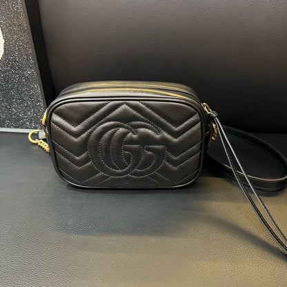 Gucci Marmont Black Gold Camera Crossbody Bag