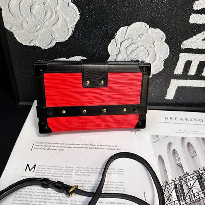 Louis Vuitton Petite Malle Red Black Color Block Crossbody Box Bag