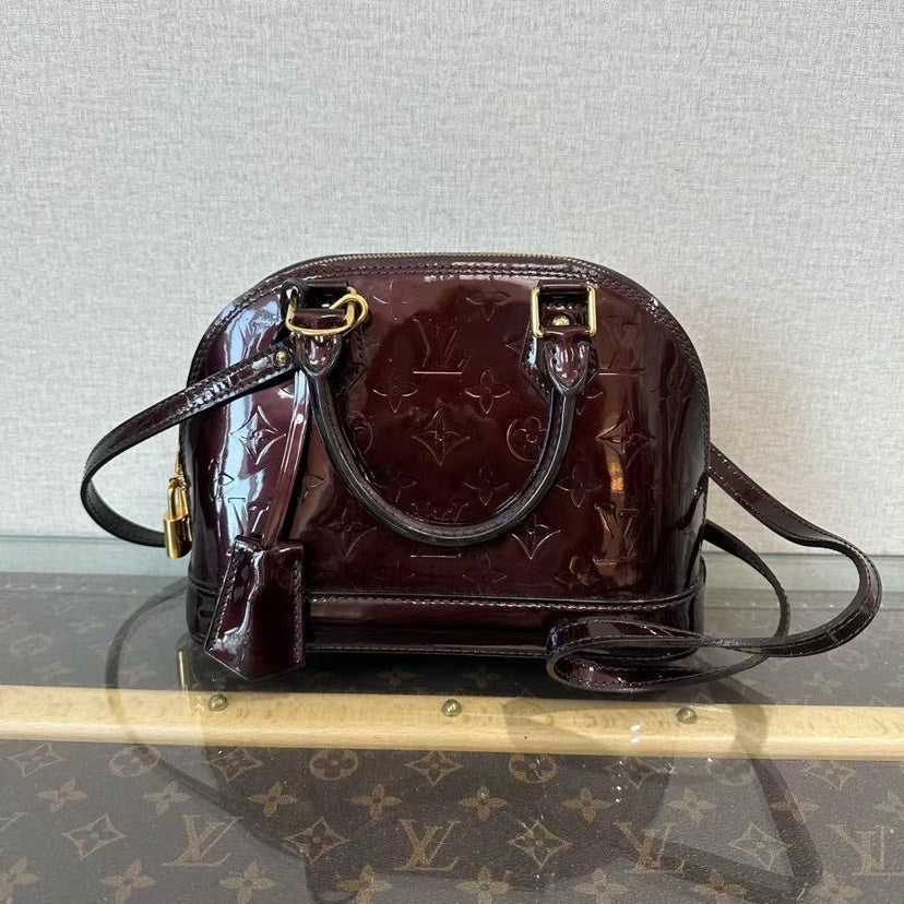 Louis Vuitton Alma BB Cherry Patent Leather Crossbody Handbag