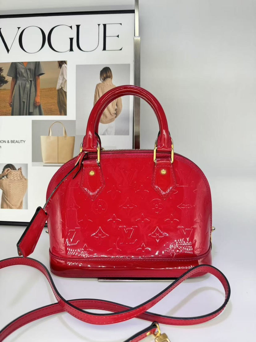 Louis Vuitton Alma BB Red Vernis Leather Crossbody Bag