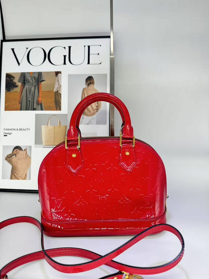 Louis Vuitton Alma BB Red Vernis Leather Crossbody Bag