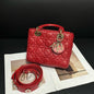 Dior Lady Red Leather Quilted Handbag Medium