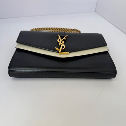 Saint Laurent Monogram Envelope Crossbody Bag Black and White