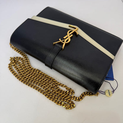 Saint Laurent Monogram Envelope Crossbody Bag Black and White