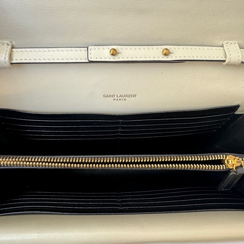 Saint Laurent Monogram Envelope Crossbody Bag Black and White
