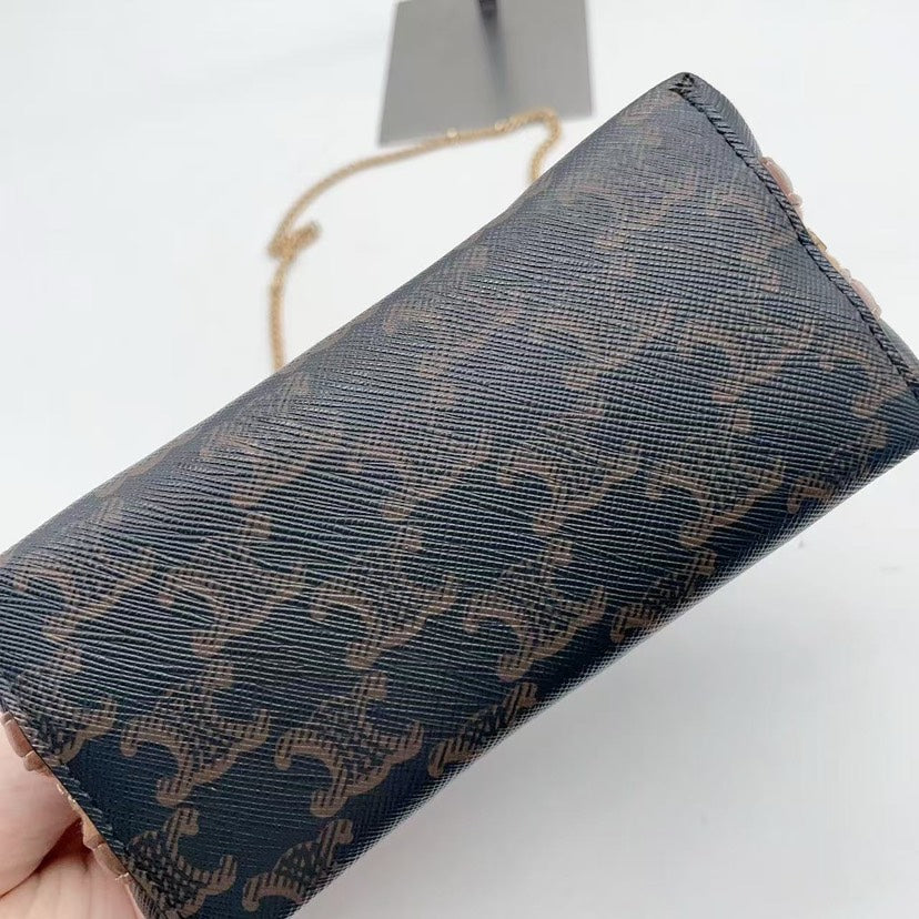 Celine Triomphe Canvas Brown Crossbody Bag