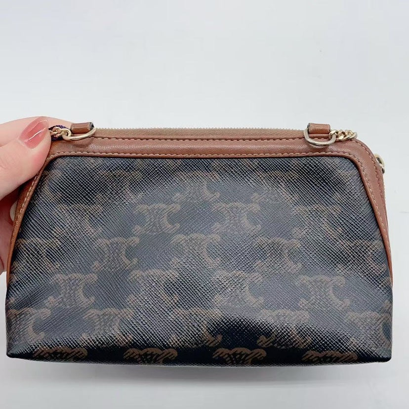 Celine Triomphe Canvas Brown Crossbody Bag