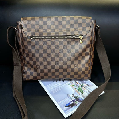 Louis Vuitton Checkerboard Flap Postman Brown Crossbody Bag