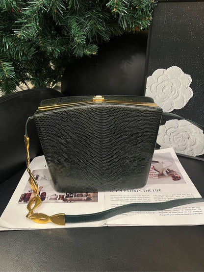 Gucci Dark Green Leather Box Crossbody Bag