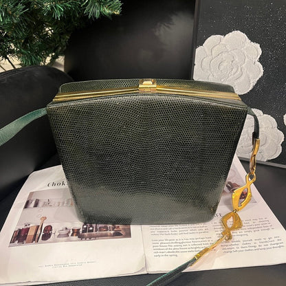 Gucci Dark Green Leather Box Crossbody Bag
