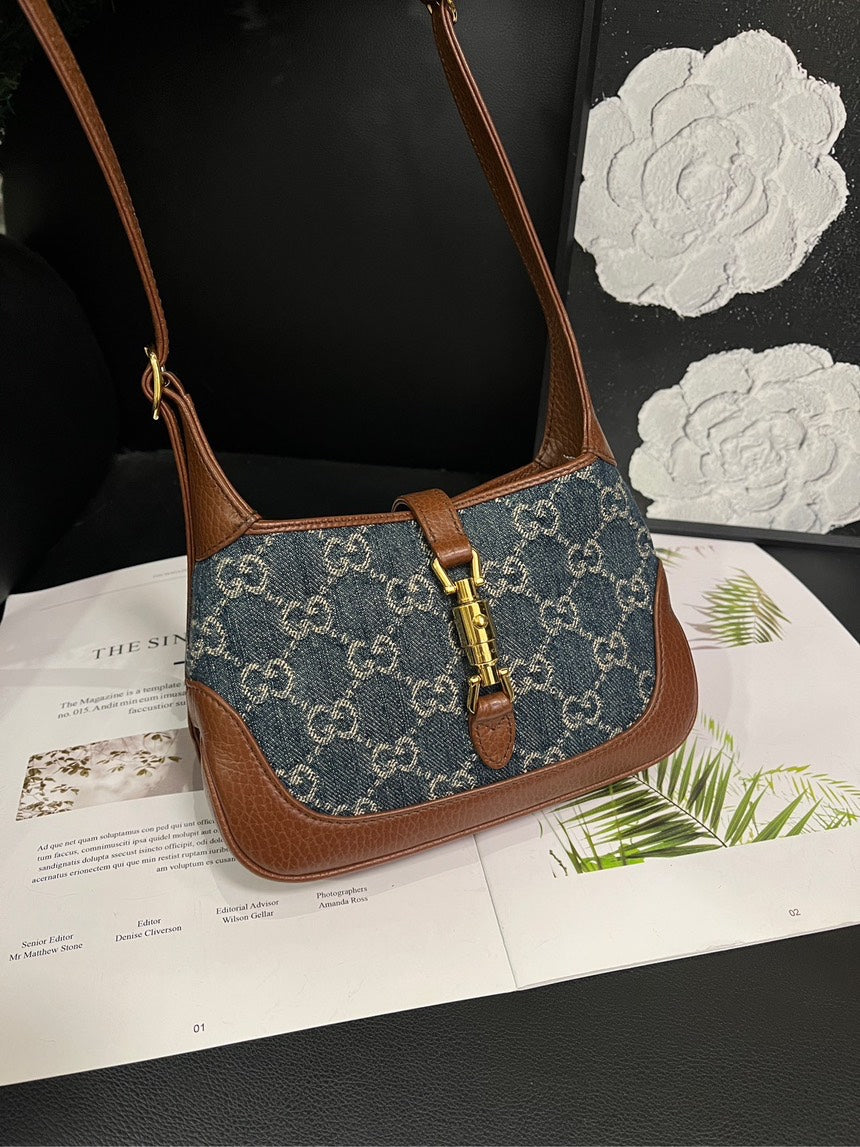 Gucci Jackie Blue Brown Crossbody Bag