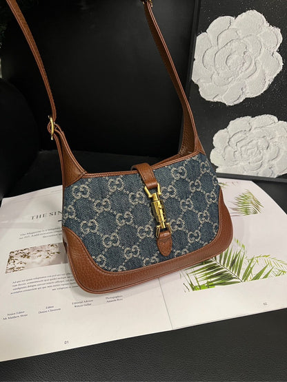 Gucci Jackie Blue Brown Crossbody Bag