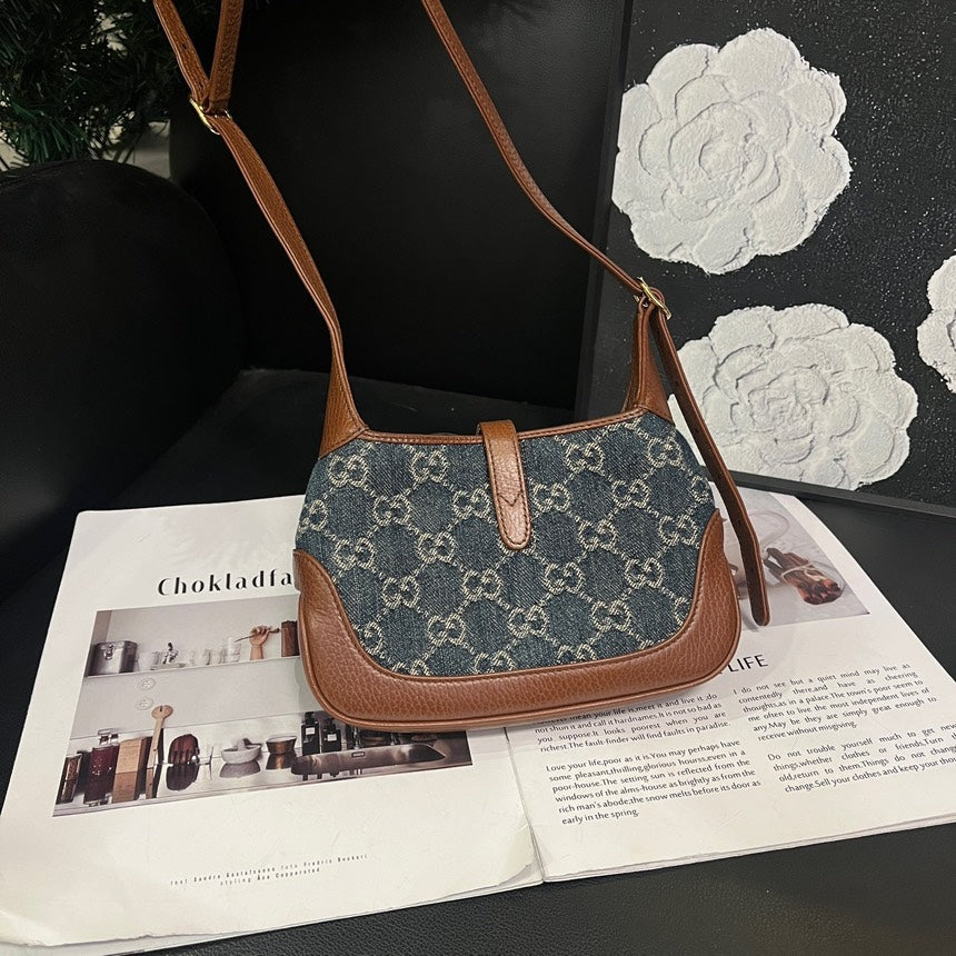 Gucci Jackie Blue Brown Crossbody Bag