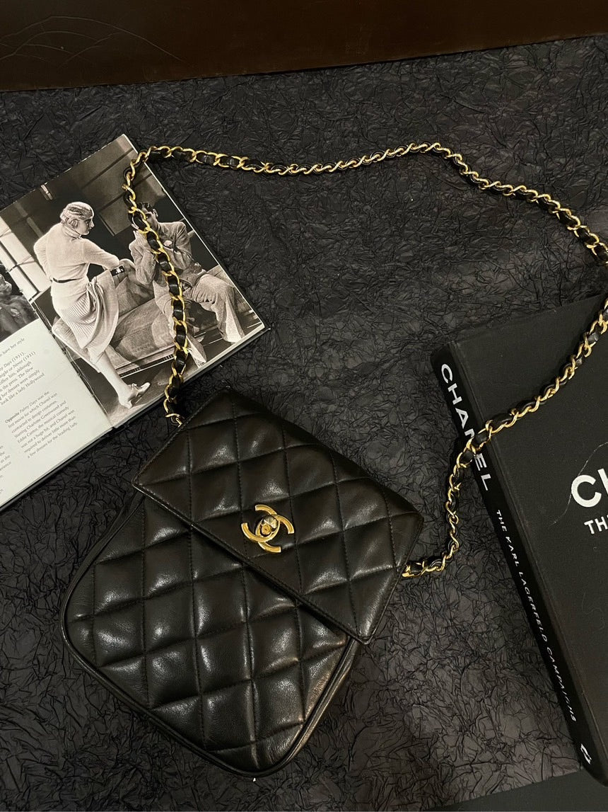 Chanel Pineapple Black Gold Crossbody Bag