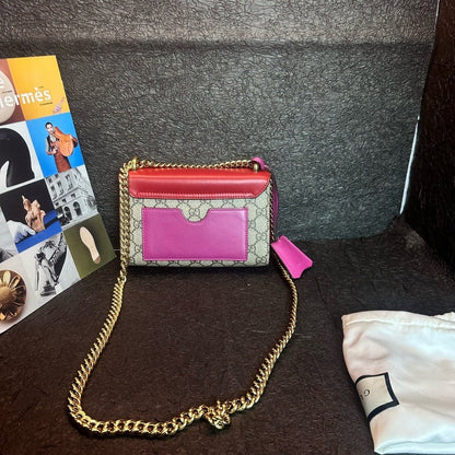 Gucci Flower Color Block Moonlight Treasure Box Chain Crossbody Bag