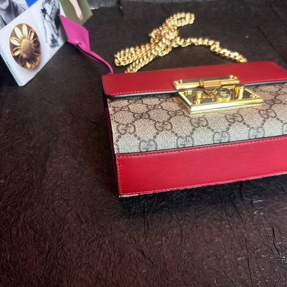 Gucci Flower Color Block Moonlight Treasure Box Chain Crossbody Bag
