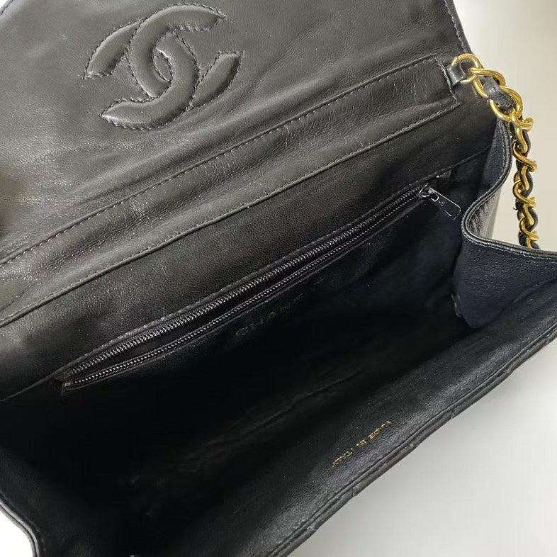 Preloved Chanel WOC Black Quilted Leather Crossbody Bag