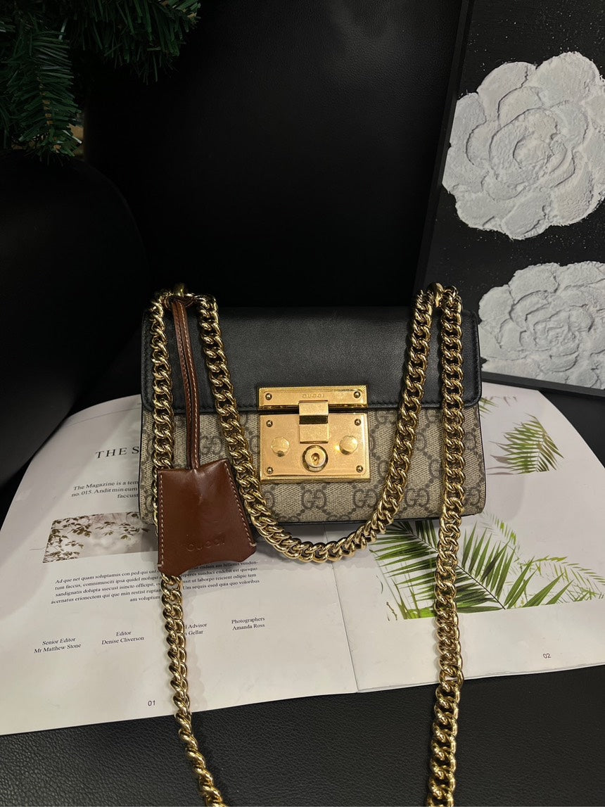 Gucci Black Padlock Moonlight Treasure Box Crossbody Bag -
