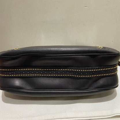Gucci Black Leather Horsebit Chain Vintage Crossbody Bag