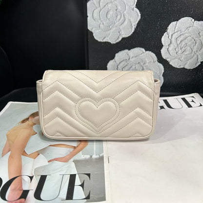 Gucci Platinum Mini Marmont Crossbody Bag in Ivory Leather