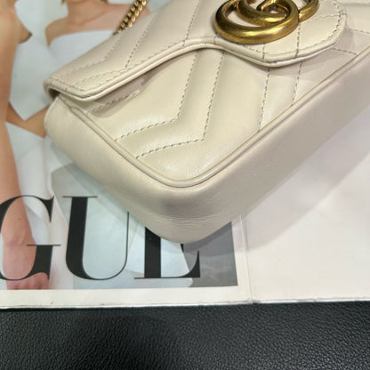 Gucci Platinum Mini Marmont Crossbody Bag in Ivory Leather