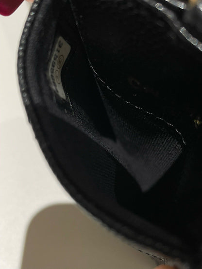 Chanel Card Holder On Chain, Black Caviar Leather Crossbody Bag
