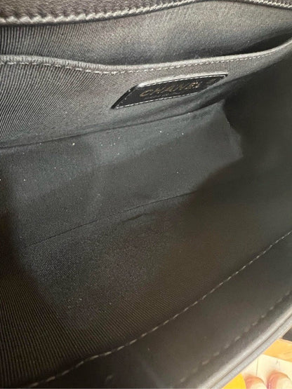 FULL SET Preloved Chanel Le Boy Bag Black Quilted Leather Crossbody