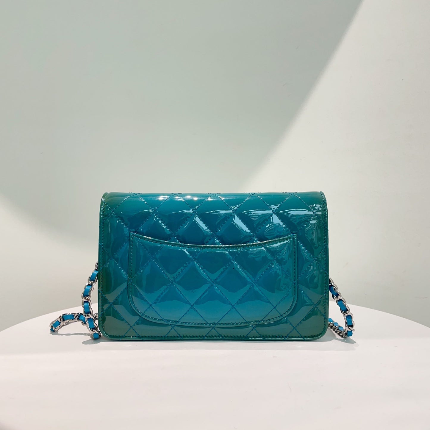 Chanel WOC Bag Blue Patent Leather Crossbody Wallet on Chain