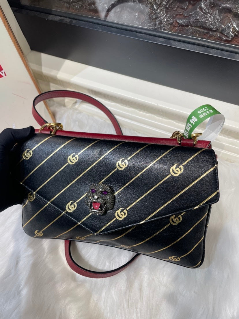 Gucci Preloved Black Double Bag 9062 - Crossbody and Shoulder Bag